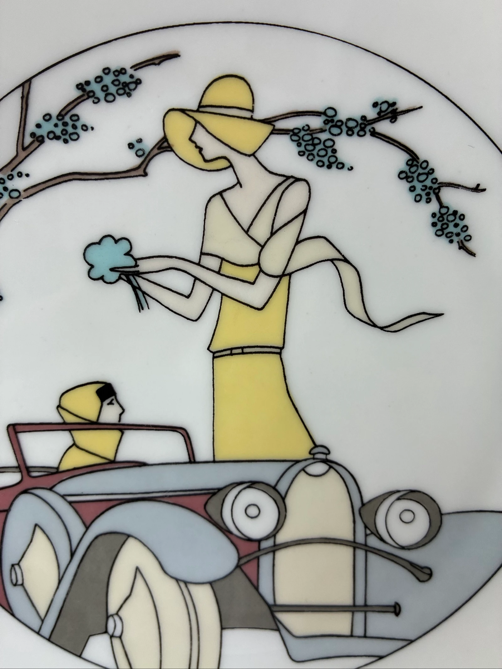 Vintage Art Deco Bugatti porcelain plate – Jacques Lobjoy France – photo 2